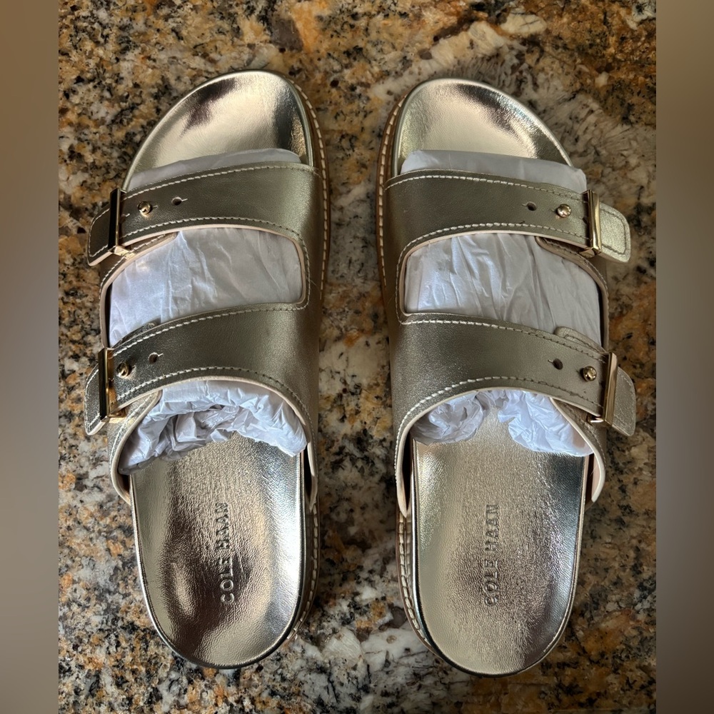 Cole Haan Soft Gold Leather Sandals
